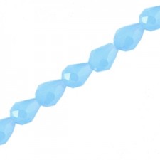 Faceted glass beads drop 3x6mm Aquamarine blue